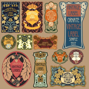 Vektör vintage öğeler: etiket art nouveau