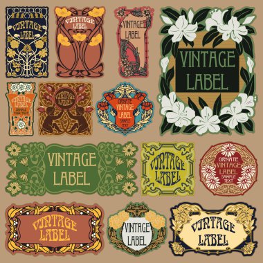 Vektör vintage öğeler: etiket art nouveau