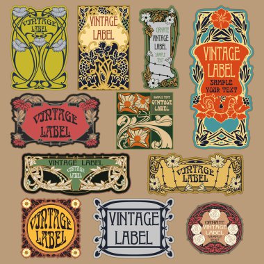 Vektör vintage öğeler: etiket art nouveau