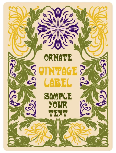 Vector itens vintage: etiqueta art nouveau — Vetor de Stock