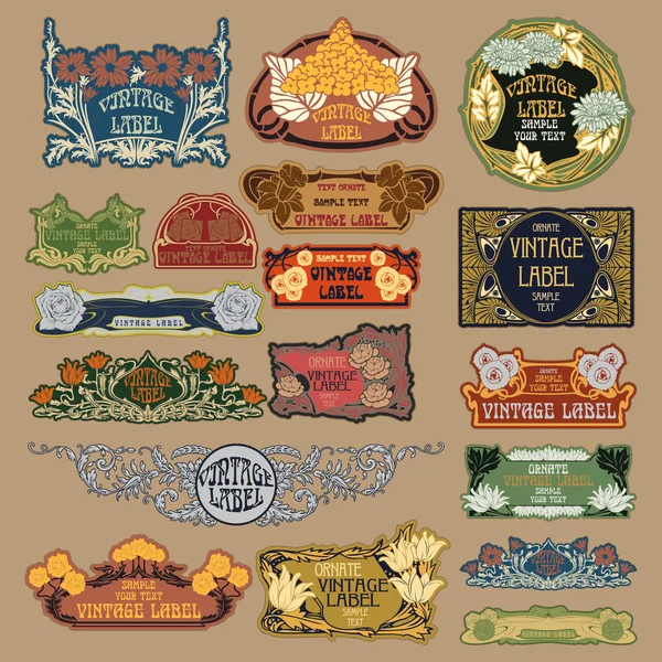 Vector vintage items: label art nouveau — Stock Vector