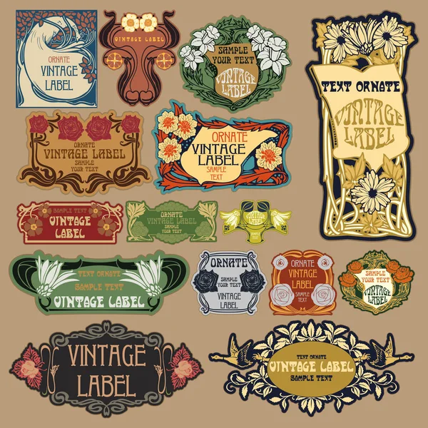 Vektör vintage öğeler: etiket art nouveau