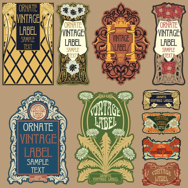 Vector vintage items: label art nouveau — Stock Vector