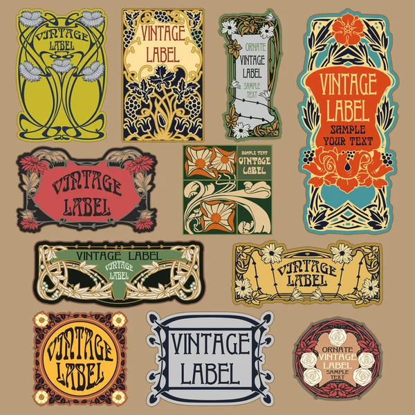 Vector itens vintage: etiqueta art nouveau — Vetor de Stock