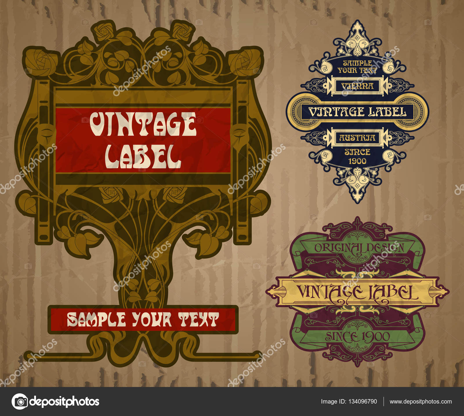 Vector vintage items label art nouveau Stock Vector Image by ©standart
