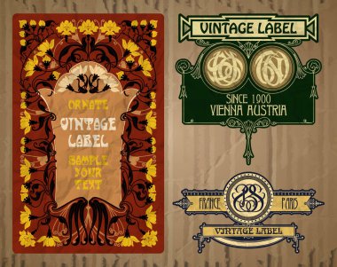 Vektör vintage öğeler: etiket art nouveau