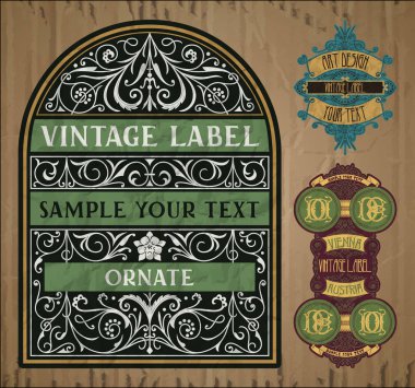 Vektör vintage öğeler: etiket art nouveau