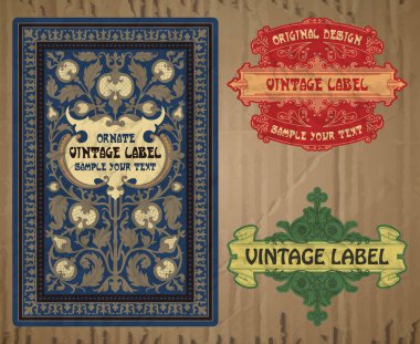 Vektör vintage öğeler: etiket art nouveau