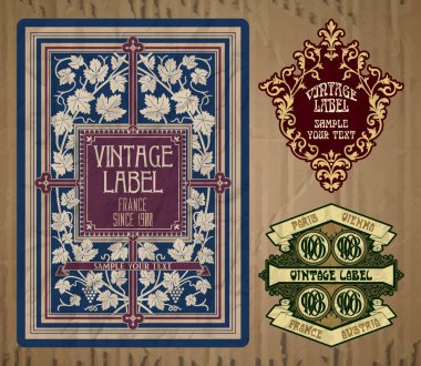 Vektör vintage öğeler: etiket art nouveau