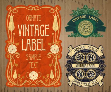 Vektör vintage öğeler: etiket art nouveau