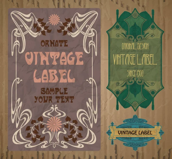 Oggetti vintage vettoriali: etichetta art nouveau — Vettoriale Stock