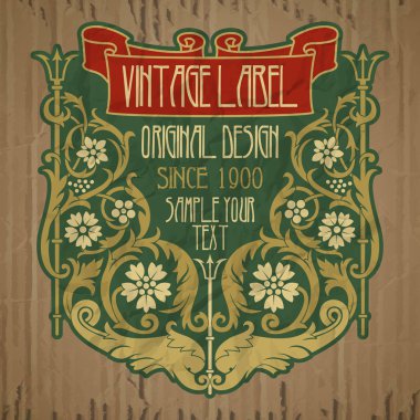Vektör vintage öğeler: etiket art nouveau