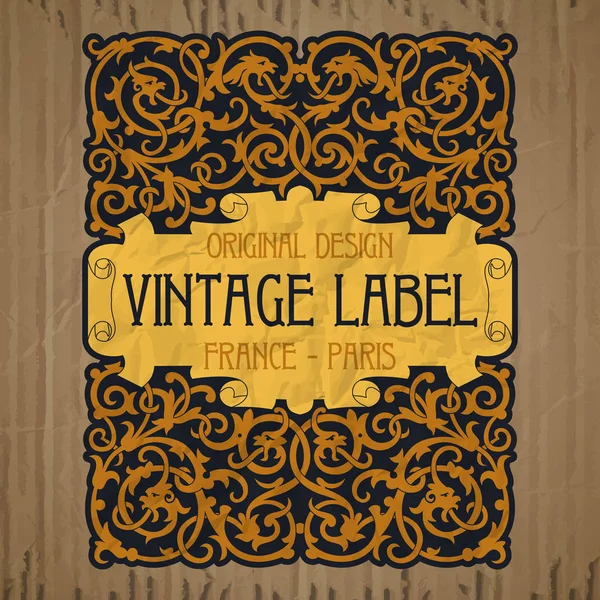 Vector vintage items: label Art Nouveau — Stock Vector