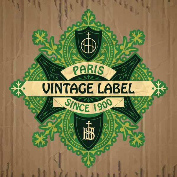 Vector vintage items: label Art Nouveau — Stock Vector