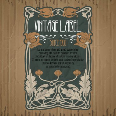Vektör vintage öğeler: etiket art nouveau