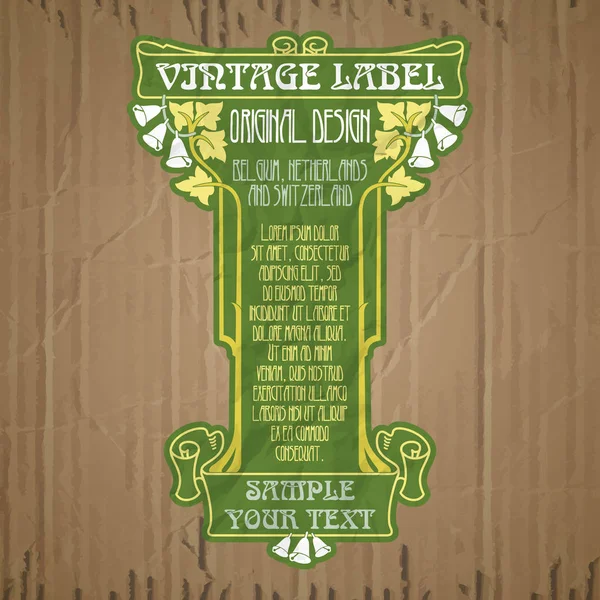 Vector vintage items: label art nouveau — Stockvector