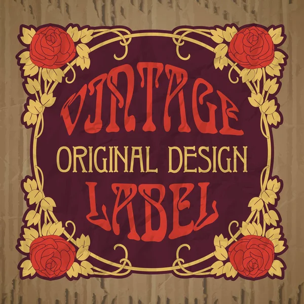 Vector vintage items: label Art Nouveau — Stock Vector