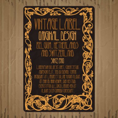 Vektör vintage öğeler: etiket art nouveau