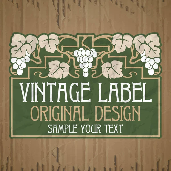 Vector vintage items: label Art Nouveau — Stock Vector