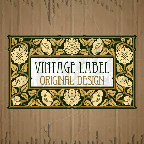 Vector vintage items: label Art Nouveau — Stock Vector