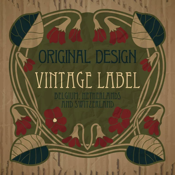 Vector vintage items: label art nouveau — Stockvector