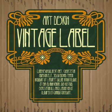 Vektör vintage öğeler: etiket art nouveau