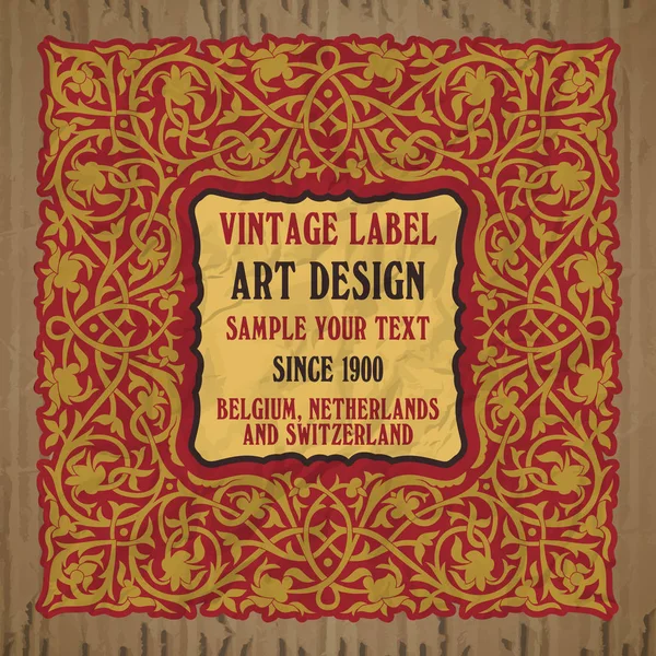 Vector vintage items: label Art Nouveau — Stock Vector