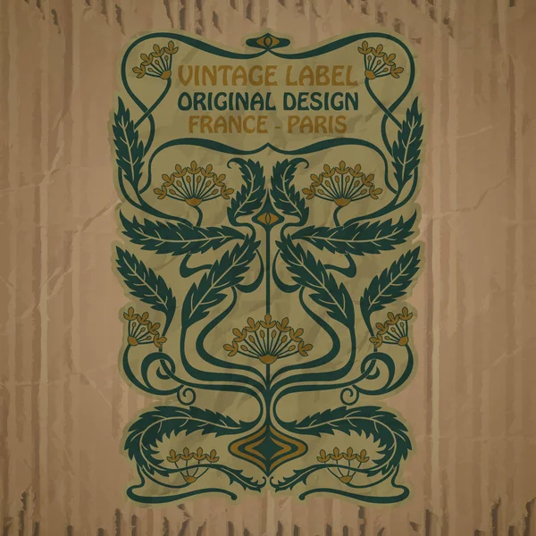 Vector itens vintage: etiqueta art nouveau — Vetor de Stock