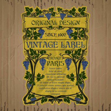 Vektör vintage öğeler: etiket art nouveau