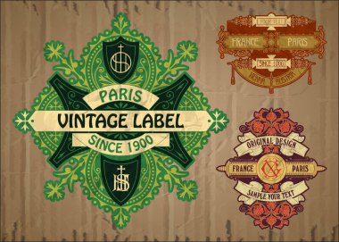 Vektör vintage öğeler: etiket art nouveau