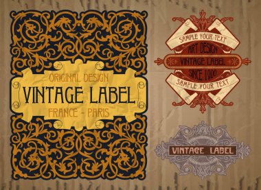 Vektör vintage öğeler: etiket art nouveau