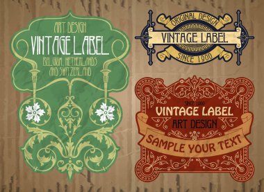 Vektör vintage öğeler: etiket art nouveau