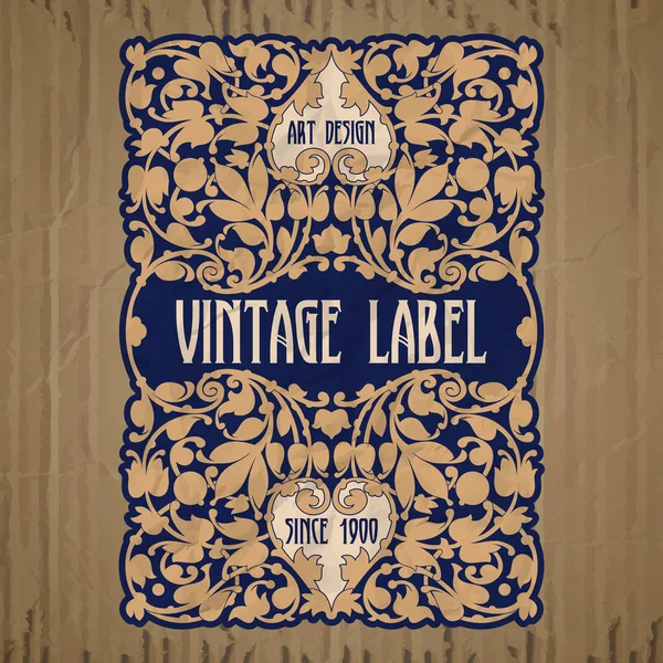 Vector vintage items: label art nouveau — Stockvector