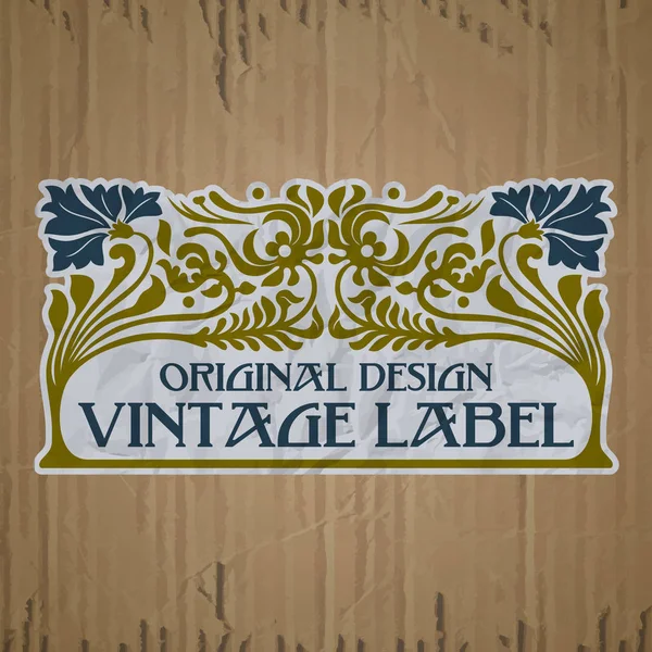 Vector vintage items: label Art Nouveau — Stock Vector