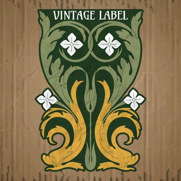 Vector vintage items: label art nouveau — Stockvector