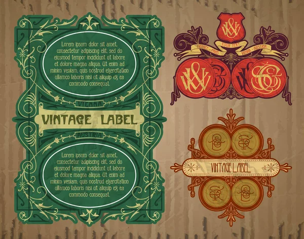 Vector vintage items: label Art Nouveau — Stock Vector