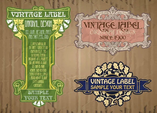 Vector vintage items: label art nouveau — Stockvector