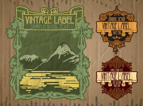 Vector vintage items: label Art Nouveau — Stock Vector