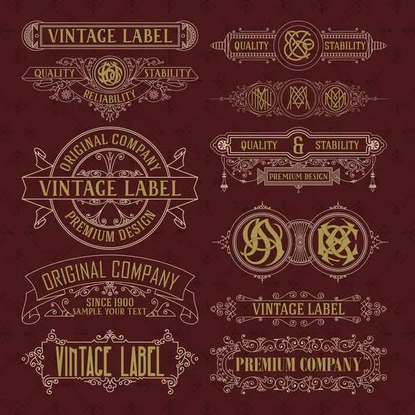 Old vintage floral elements - ribbons, monograms, stripes, lines, angles,border, frame,label, logo Royalty Free Stock Vectors