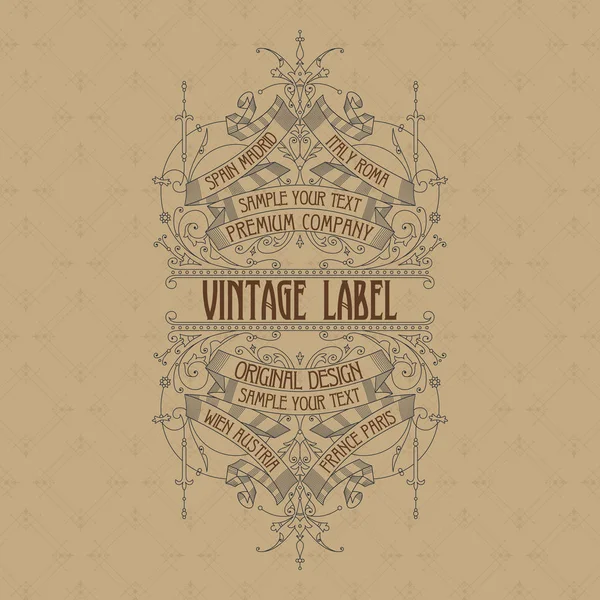 Vieille carte vintage avec ornement floral - vecteur — Image vectorielle