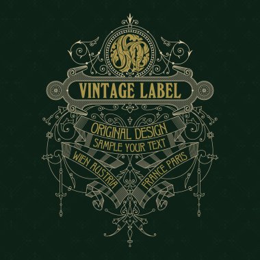 Eski vintage kartı ile çiçek süsleme - vektör