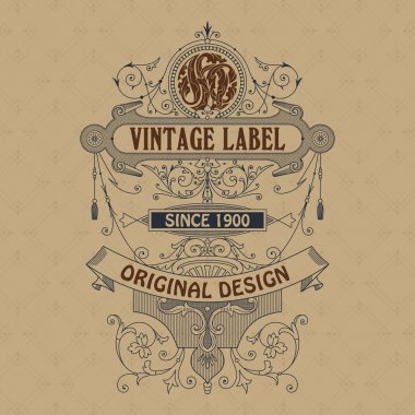 Eski vintage kartı ile çiçek süsleme - vektör