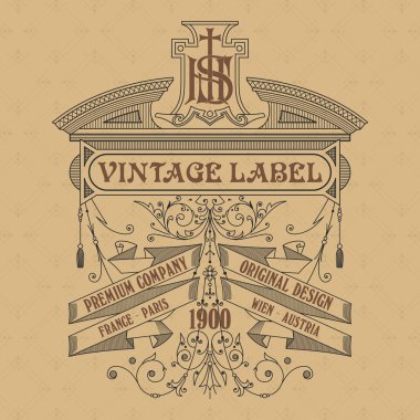 Eski vintage kartı ile çiçek süsleme - vektör