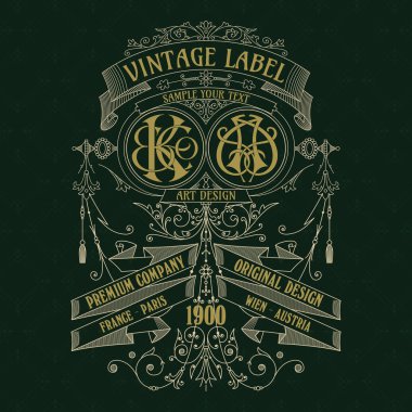 Eski vintage kartı ile çiçek süsleme - vektör