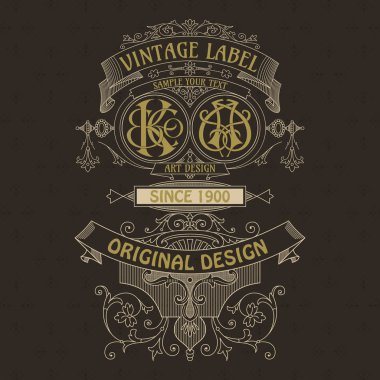 Eski vintage kartı ile çiçek süsleme - vektör