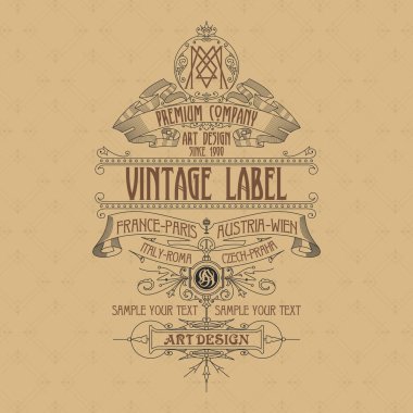 Eski vintage kartı ile çiçek süsleme - vektör