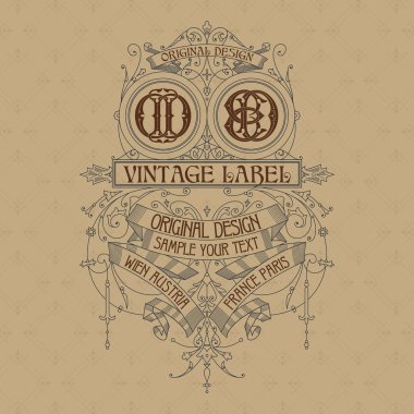 Eski vintage kartı ile çiçek süsleme - vektör