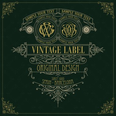 Eski vintage kartı ile çiçek süsleme - vektör