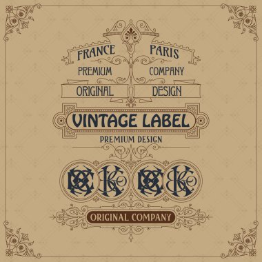 Eski vintage kartı ile çiçek süsleme - vektör