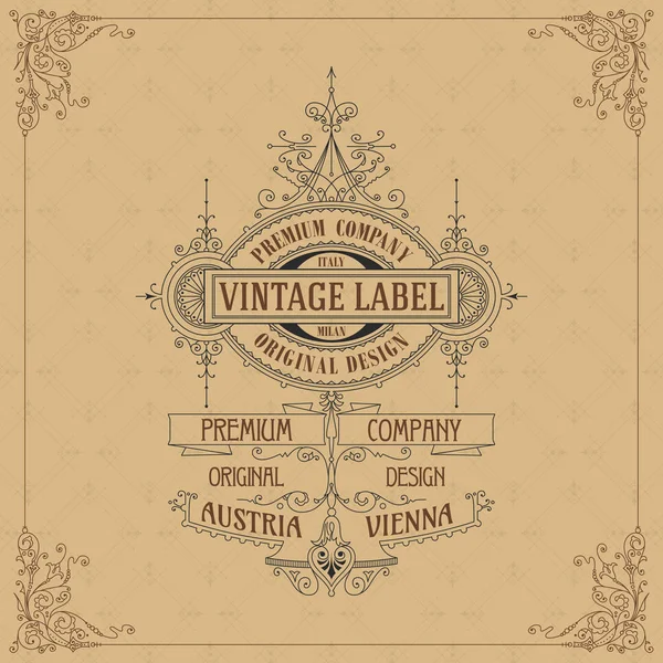 Vieille carte vintage avec ornement floral - vecteur — Image vectorielle